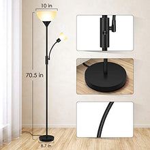 Load image into Gallery viewer, BoostArea Floor Lamp, Standing Lamp, 9W LED Torchiere Floor Lamp with 4W Adjustable Reading Lamp, 3000K Energy-Saving LED Bulbs, 3 Way Switch, 50,000hrs Lifespan, Floor Lamps for Living Room, Office
