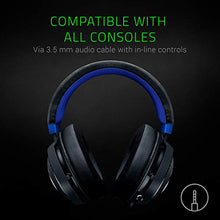Load image into Gallery viewer, Razer Kraken Gaming Headset: Lightweight Aluminum Frame - Retractable Noise Isolating Microphone - for PC, PS4, PS5, Switch, Xbox One, Xbox Series X &amp; S, Mobile - 3.5 mm Headphone Jack - Black/Blue
