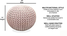 Load image into Gallery viewer, Fernish Decor Round Pouf Ottoman Hand Knitted Cotton Pouf Footrest,Foot Stool, Knit Bean Bag Floor Chair for Bed Room Living | Room | Accent Seat (Cloud Pink 20x20x14 Inch)
