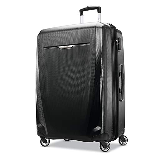 Samsonite Winfield 3 DLX Hardside Expandable Luggage with Spinners, Black, Checked-Large 28-Inch
