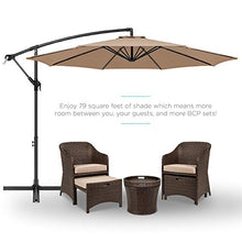 Load image into Gallery viewer, Best Choice Products 10ft Offset Hanging Market Patio Umbrella w/Easy Tilt Adjustment, Polyester Shade, 8 Ribs for Backyard, Poolside, Lawn and Garden - Tan
