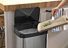 Load image into Gallery viewer, NINESTARS DZT-50-28 Automatic Touchless Motion Sensor Rectangular Trash Can, 13 Gal, Black Trim
