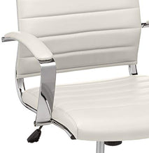 Load image into Gallery viewer, Amazon Basics High-Back Executive Swivel Office Desk Chair with Ribbed Puresoft Upholstery - White, Lumbar Support, Modern Style
