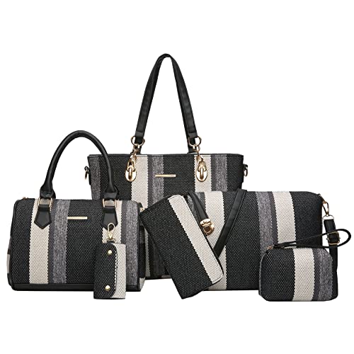 2E-youth Designer Purses And Handbags For Women Satchel Shoulder Bag Tote Bag For Work Clutch Purses (2G-stripe-black)