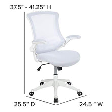 Load image into Gallery viewer, Flash Furniture Mid-Back White Mesh Swivel Ergonomic Task Office Chair with White Frame and Flip-Up Arms
