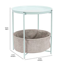 Load image into Gallery viewer, Amazon Basics Round Storage End Table, Side Table with Cloth Basket - Mint Green/Heather Gray, 19 x 18 x 18 Inches
