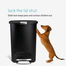 Load image into Gallery viewer, simplehuman 50 Liter / 13 Gallon Semi-Round Kitchen Step Trash Can with Secure Slide Lock, Black Plastic
