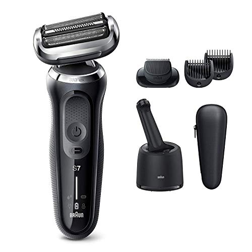 Braun Electric Razor for Men Flex Head Foil Shaver with Beard Trimmer, Rechargeable, Wet & Dry, 4-in-1 SmartCare Center and Travel Case, Black, 6 Piece Set