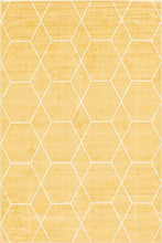 Load image into Gallery viewer, Unique Loom Trellis Frieze Collection Area Rug-Modern Morroccan Inspired Geometric Lattice Design, 6 x 9 ft, Yellow/Ivory
