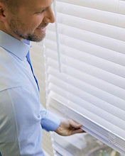 Load image into Gallery viewer, CHICOLOGY Faux Wood Blinds , Window Blinds , Wood Blinds , Window Shades , Window Treatments , Blinds &amp; Shades , Window Shades For Home , Wooden Blinds , Basic White , 35&quot;W X 60&quot;H
