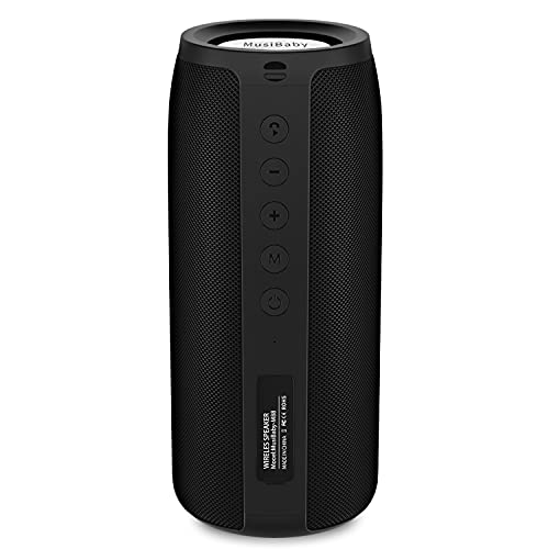 Bluetooth Speakers,MusiBaby M88 Speaker,Speakers Bluetooth Wireless,Dual Pairing, Bluetooth 5.0,Loud Stereo Sound,Booming Bass,30H Playtime for Home& Outdoor Party,Beach (Black)