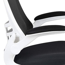 Load image into Gallery viewer, Flash Furniture Mid-Back Black Mesh Swivel Ergonomic Task Office Chair with White Frame and Flip-Up Arms
