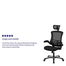 Load image into Gallery viewer, Flash Furniture High-Back Black Mesh Swivel Ergonomic Executive Office Chair with Flip-Up Arms and Adjustable Headrest
