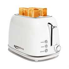 Load image into Gallery viewer, 2 Slice Stainless Steel Toaster Retro with 6 Bread Shade Settings, Bagel, Cancel, Defrost Function, 2 Slice Toaster with Extra Wide Slot, Removable Crumb Tray, White
