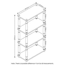 Load image into Gallery viewer, FURINNO Turn-N 4-Tier Shelf Display Rack with Classic Tubes, French Oak Grey/Black
