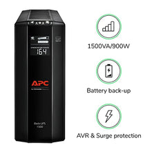 Load image into Gallery viewer, APC UPS 1500VA UPS Battery Backup and Surge Protector, BX1500M Backup Battery Power Supply, AVR, Dataline Protection
