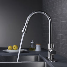 Load image into Gallery viewer, WEWE Single Handle High Arc Brushed Nickel Pull Out Kitchen Faucet,Single Level Stainless Steel Kitchen Sink Faucets with Pull Down Sprayer
