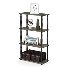 Load image into Gallery viewer, FURINNO Turn-N 4-Tier Shelf Display Rack with Classic Tubes, French Oak Grey/Black
