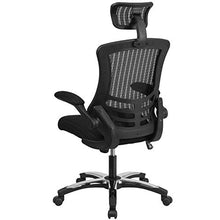 Load image into Gallery viewer, Flash Furniture High-Back Black Mesh Swivel Ergonomic Executive Office Chair with Flip-Up Arms and Adjustable Headrest
