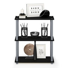 Load image into Gallery viewer, FURINNO Turn-S-Tube 3-Tier Compact Shelf Display Rack, Square, Black/Grey
