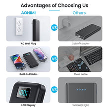 Load image into Gallery viewer, Portable Charger with Built-in Cables &amp; AC Wall Plug,Ultra Slim 13800mAh USB-C Power Bank, 4 Output LCD Display External Battery Pack Phone Charger Compatible with iPhone 15/14/13 Samsung Android etc
