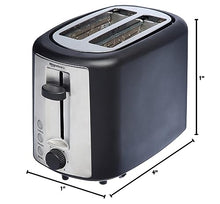 Load image into Gallery viewer, Amazon Basics 2 Slice, Extra-Wide Slot Toaster with 6 Shade Settings, Black &amp; Silver
