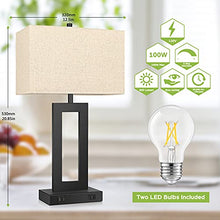 Load image into Gallery viewer, Set of 2 Touch Control Table Lamp with 2 USB Ports, 3-Way Dimmable Modern Nightstand Lamp Sets Bedside Touch Desk Lamp With Fabric Cream Shade For Bedroom Table Living Room Reading, LED Bulbs Included

