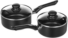 Load image into Gallery viewer, Amazon Basics Non-Stick Cookware 8-Piece Set, Pots and Pans, Black
