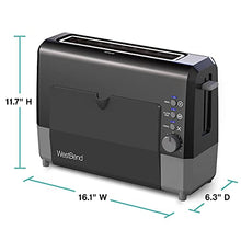 Load image into Gallery viewer, West Bend 77224 Toaster 2 Slice QuikServe Wide Slot Slide Through with Bagel and Gluten-Free Settings and Cool Touch Exterior Includes Removable Serving Tray, Black
