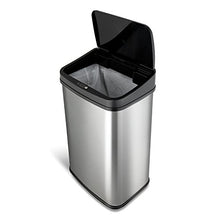 Load image into Gallery viewer, NINESTARS DZT-50-28 Automatic Touchless Motion Sensor Rectangular Trash Can, 13 Gal, Black Trim
