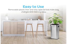 Load image into Gallery viewer, SIMPLI-MAGIC 70 Liter / 18.5 Gallon Soft-Close, Smudge Resistant Open Top Trash Can with Stainless Steel, Sleek Finish
