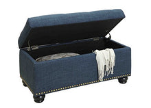 Load image into Gallery viewer, Convenience Concepts Designs4Comfort 7th Avenue Storage Ottoman, Blue Fabric
