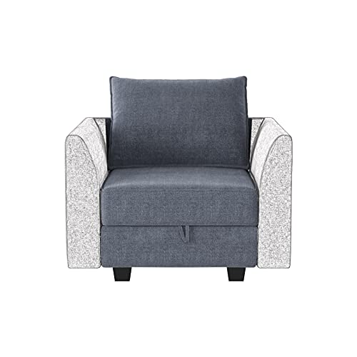 HONBAY Modern Fabric Middle Module for Modular Sofa Customizable Sectional Sofa Couch Accent Armless Chair, Bluish Grey