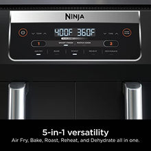 Load image into Gallery viewer, Ninja DZ090 Foodi 6 Quart 5-in-1 DualZone 2-Basket Air Fryer with 2 Independent Frying Baskets, Match Cook &amp; Smart Finish to Roast, Bake, Dehydrate &amp; More for Quick Snacks &amp; Small Meals, Black
