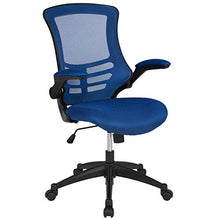 Load image into Gallery viewer, Flash Furniture Mid-Back Blue Mesh Swivel Ergonomic Task Office Chair with Flip-Up Arms
