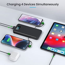 Load image into Gallery viewer, Portable Charger with Built-in Cables &amp; AC Wall Plug,Ultra Slim 13800mAh USB-C Power Bank, 4 Output LCD Display External Battery Pack Phone Charger Compatible with iPhone 15/14/13 Samsung Android etc
