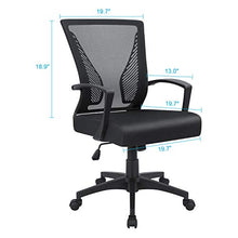 Load image into Gallery viewer, Furmax Office Chair Mid Back Swivel Chair Lumbar Support Desk Chair, Computer Ergonomic Mesh Chair with Armrest (Black)
