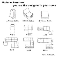 Load image into Gallery viewer, HONBAY Modern Fabric Middle Module for Modular Sofa Customizable Sectional Sofa Couch Accent Armless Chair, Bluish Grey
