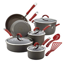 Load image into Gallery viewer, Rachael Ray - 87630 Rachael Ray Cucina Hard Anodized Nonstick Cookware Pots and Pans Set, 12 Piece, Gray with Red Handles
