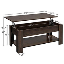 Load image into Gallery viewer, Yaheetech Adjustable Lift Top Coffee Table - with Hidden Storage Compartment for Living Room Espresso, 47.5in L
