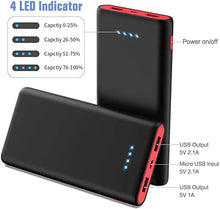 Load image into Gallery viewer, Portable Charger Power Bank 25800mAh, Ultra-High Capacity Fast Phone Charging with Newest Intelligent Controlling IC, 2 USB Port External Cell Phone Battery Pack Compatible with iPhone,Android etc
