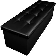 Load image into Gallery viewer, Camabel 44 Inch Folding Ottoman Storage Bench Cube Hold up 700lbs Faux Leather Long Chest with Memory Foam Seat Footrest Padded Upholstered Stool for Bedroom Box Bed Coffee Table Rectangular Black
