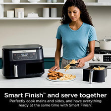 Load image into Gallery viewer, Ninja DZ090 Foodi 6 Quart 5-in-1 DualZone 2-Basket Air Fryer with 2 Independent Frying Baskets, Match Cook &amp; Smart Finish to Roast, Bake, Dehydrate &amp; More for Quick Snacks &amp; Small Meals, Black
