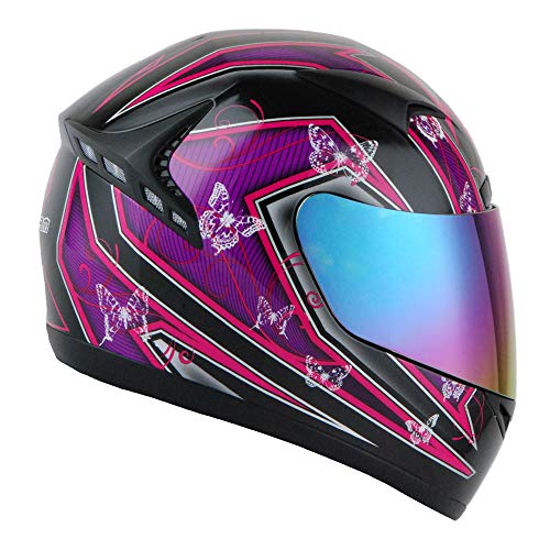 1STORM Motorcycle Bike Full FACE Helmet Booster Butterfly Pink Purple