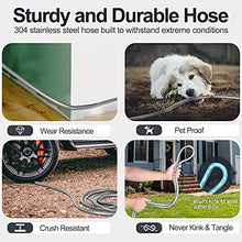 Load image into Gallery viewer, SPECILITE 50ft 304 Stainless Steel Metal Garden Hose, Heavy Duty Water Hoses with 2 Nozzles for Yard, Outdoor - Flexible, Never Kink &amp; Tangle, Puncture Resistant
