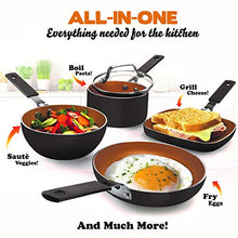 Load image into Gallery viewer, Gotham Steel Mini Stackmaster 5 Piece Cookware Set – Nonstick Personal Sized Fry Pan, Sauce Pan, Wok and Grill/Griddle Pan, Nests for Easy Storage, Dishwasher Safe,Black
