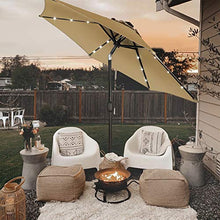 Load image into Gallery viewer, Blissun 7.5 ft Solar Umbrella 18 LED Lighted Patio Umbrella Table Market Umbrella with Tilt and Crank Outdoor Umbrella for Garden, Deck, Backyard, Pool and Beach, Tan
