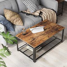 Load image into Gallery viewer, VASAGLE Industrial Coffee Table with Storage Shelf for Living Room, Wood Look Accent Furniture with Metal Frame, Easy Assembly, Rustic Brown ULCT61X
