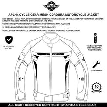 Load image into Gallery viewer, ALPHA CYCLE GEAR BREATHABLE BIKERS RIDING PROTECTION MOTORCYCLE JACKET MESH CE ARMORED (RED SPARROW, X-LARGE)
