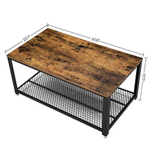 Load image into Gallery viewer, VASAGLE Industrial Coffee Table with Storage Shelf for Living Room, Wood Look Accent Furniture with Metal Frame, Easy Assembly, Rustic Brown ULCT61X
